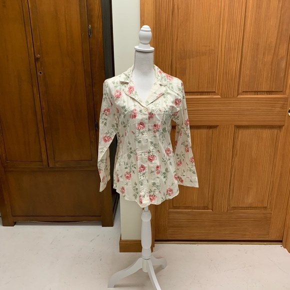 Ralph Lauren Floral sleep shirt top soft cotton large L-24in 20 in pit - Picture 1 of 7